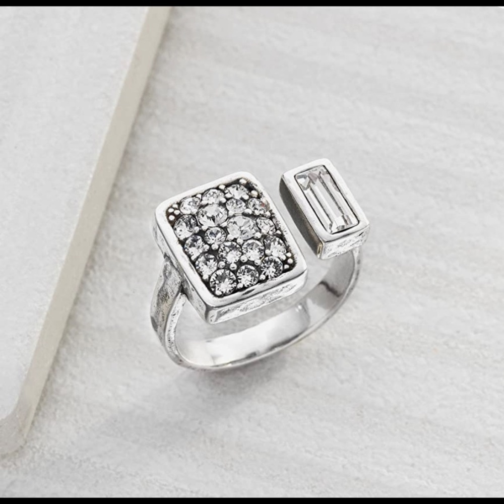 Silpada Crystal Cuff Ring sz 6